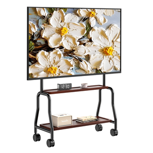 电视机可移动支架落地艺术不锈钢带轮推车客厅55/65/75寸通用挂架