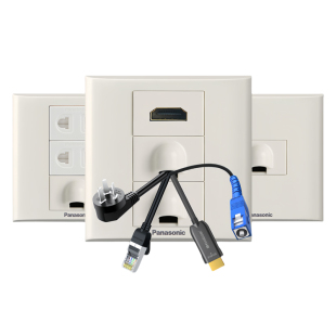 松下插座带出线孔空白面板86型HDMI电视网络墙壁堵洞遮挡穿孔盖板