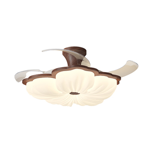 卧室风扇灯吸顶灯中古奶油风餐厅灯新款护眼吊扇隐形扇叶书房灯具