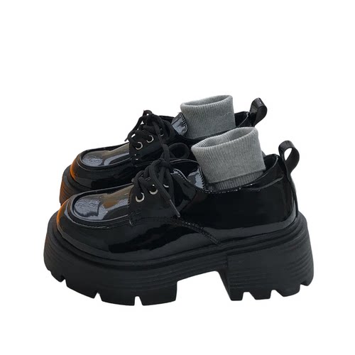 小sun家 黑色厚底百搭小皮鞋女2025秋季chic复古英伦日系jk单鞋子