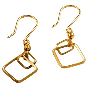 百泰几何黄金耳钩足金999耳饰耳坠圆珠双环金珠菱形耳钉时尚耳环
