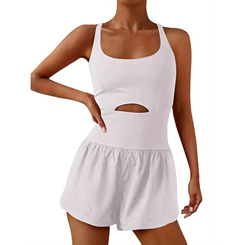 A 85552 One Strap Backs Bodysuit Shorts 美背连体短裤