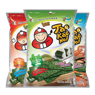 陈哲远代言TaoKaeNoi老板仔旗舰店泰国进口网红袋紫菜零食15G*6包