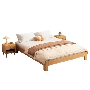 全实木无床头双人床出租房用1.2358榻榻米尺寸定制民宿排骨架床架