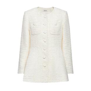 FIVE PLUS小香风外套女上衣法式中长款收腰单排扣女