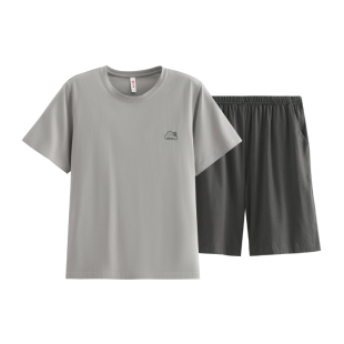 芬腾睡衣男款夏季纯棉短袖短裤套装夏款薄款大码可外穿家居服套装