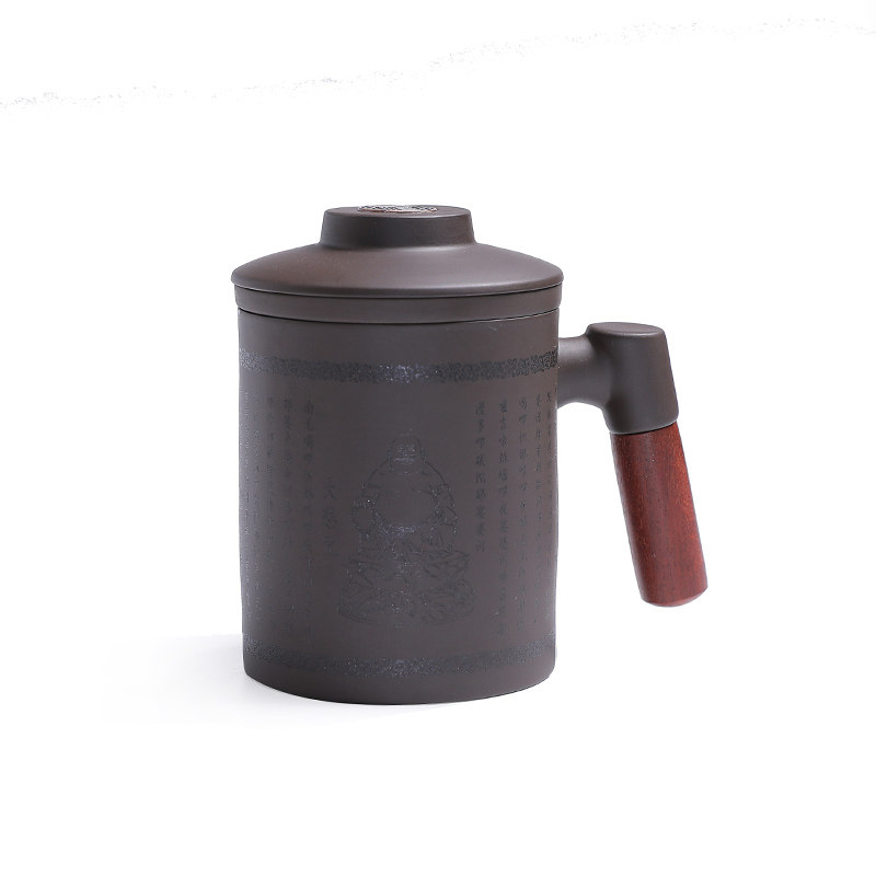 紫砂茶杯带过滤内胆办公杯家用刻字复古