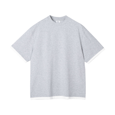 SANBAI叁佰灰色假两件字母T恤