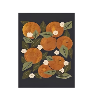 侘寂中古风装饰画画芯不含框法式自粘壁画心想事橙海报油画布定制