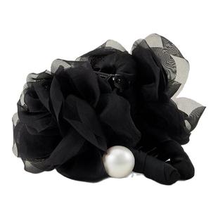 玫瑰山茶~甜美花朵抓夹女2025新款大号氛围鲨鱼夹发夹高级感头饰