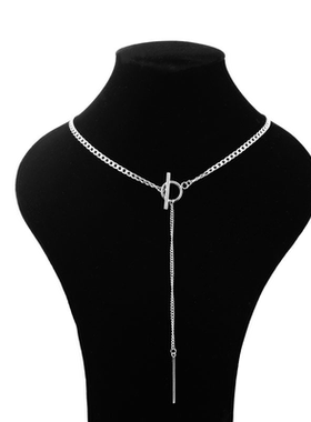 郝熠然同款OT扣垂杆项链男女锁骨