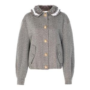 时尚荷叶领装饰棒球服外套