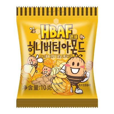hbaf芭蜂蜂蜜黄油味扁桃仁韩国进口坚果炒货网红休闲零食独立包装