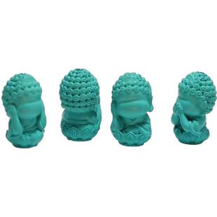 优化绿松石四不佛文玩配饰无相佛雕刻件手串单圈顶珠三不佛小和尚