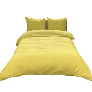 轻奢高档纯黄色四件套姜黄色三件套浅灰色床单被套素色床上用品4