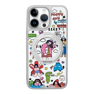 彩色女孩适用iPhone17Promax手机壳新款14磁吸带支架苹果16Pro全包套支点ip15高级的好看可爱女13pm全包仿皮