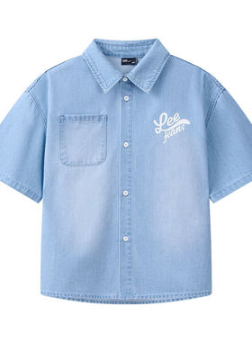 Leekids牛仔薄款亲肤短袖衬衫