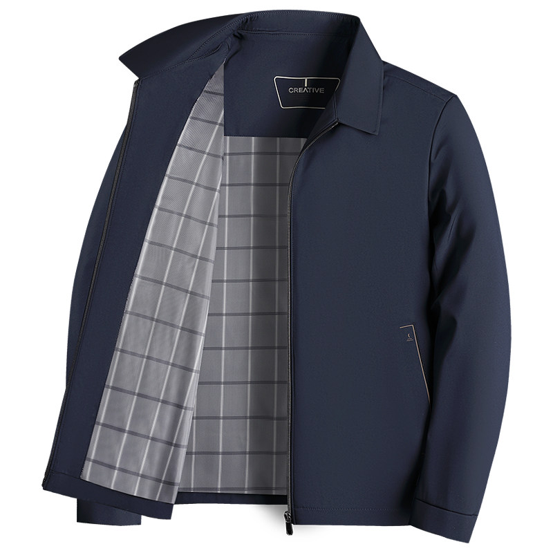 雅鹿男装爸爸春秋装外套商务行政中老年人男士爷爷上衣翻领夹克衫
