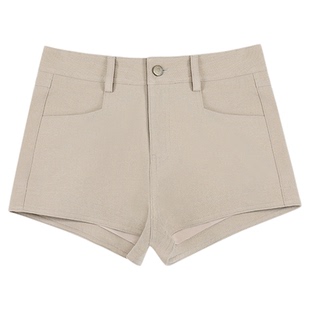 NEVA HU 黑色辣妹紧身短裤女夏季高腰显瘦简约超短热裤百搭休闲裤