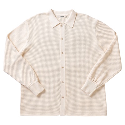 柴米重磅全棉毛织古巴领针织衬衫男士休闲宽松开衫美式复古咔叽