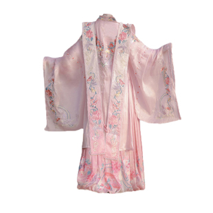 宋制汉服霞帔夏季原创女重工刺绣钉珠大袖粉色对襟齐腰襦裙中国风