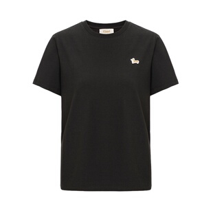 【69%棉】Eland衣恋T恤女正肩胸口柯基刺绣短袖上衣2025夏季新款