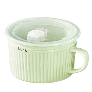 陶瓷泡面碗带盖学生宿舍泡方便面专用神器带手柄面杯食堂打饭碗