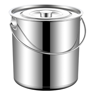 不锈钢圆桶水桶手提式加厚汤桶带盖商用储水桶家用幼儿园提桶厨房