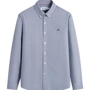 Navigare意大利小帆船休闲格子衬衫男春秋季新款纯棉通勤长袖衬衣