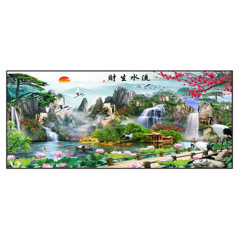 5d流水生财钻石画2026新款客厅大尺寸贴钻画满钻十字绣国画山水图