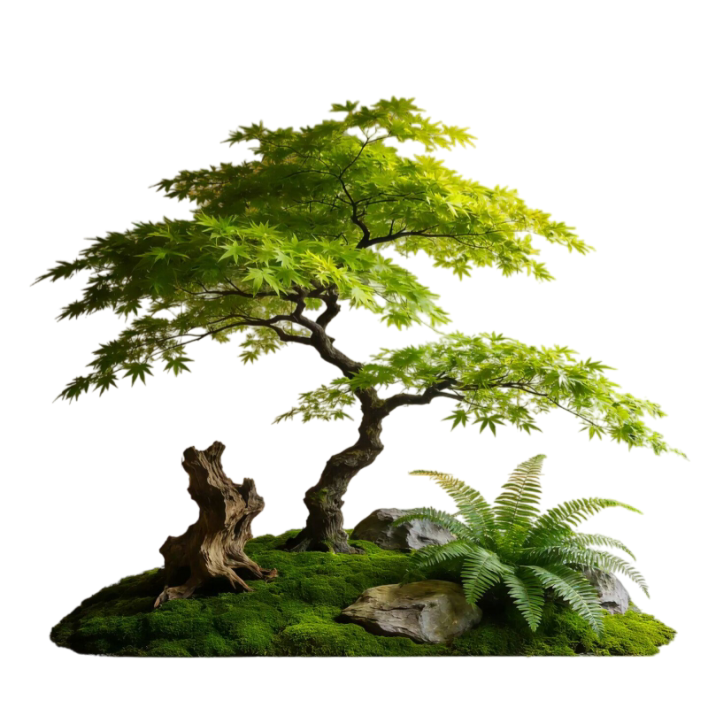 仿真绿枫鸡爪槭假树摆件绿植造景