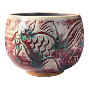 神垕炉钧釉钧瓷茶杯国风红色锦鲤徐克宁手工窑变高档禅定杯主人杯