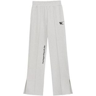 【baby同款】VWL修身裤女秋冬松紧腰宽松显腿长运动休闲开叉卫裤