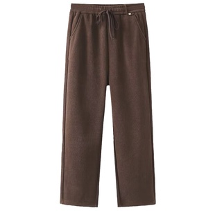 宛宛大码加绒加厚糯米裤外穿阔腿裤胖mm裤子宽松高腰垂感直筒裤