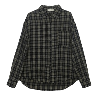 EverWear 美式色织黑白格纹纯棉衬衫2026春装男女款简约宽松上衣