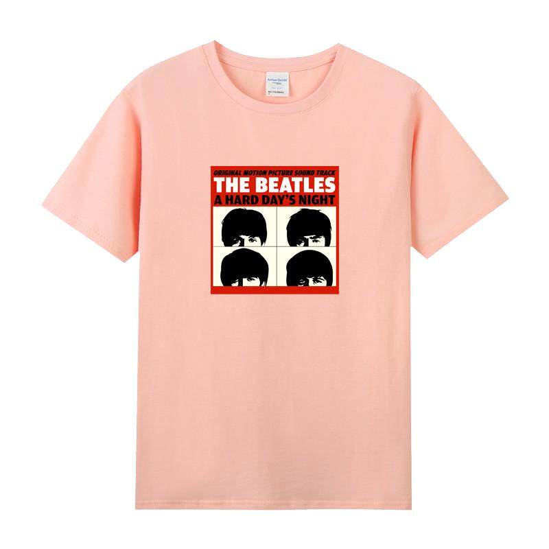 夏装宽松大码纯棉圆领短袖摇滚乐队T恤男夏衣服披头士beatles列侬