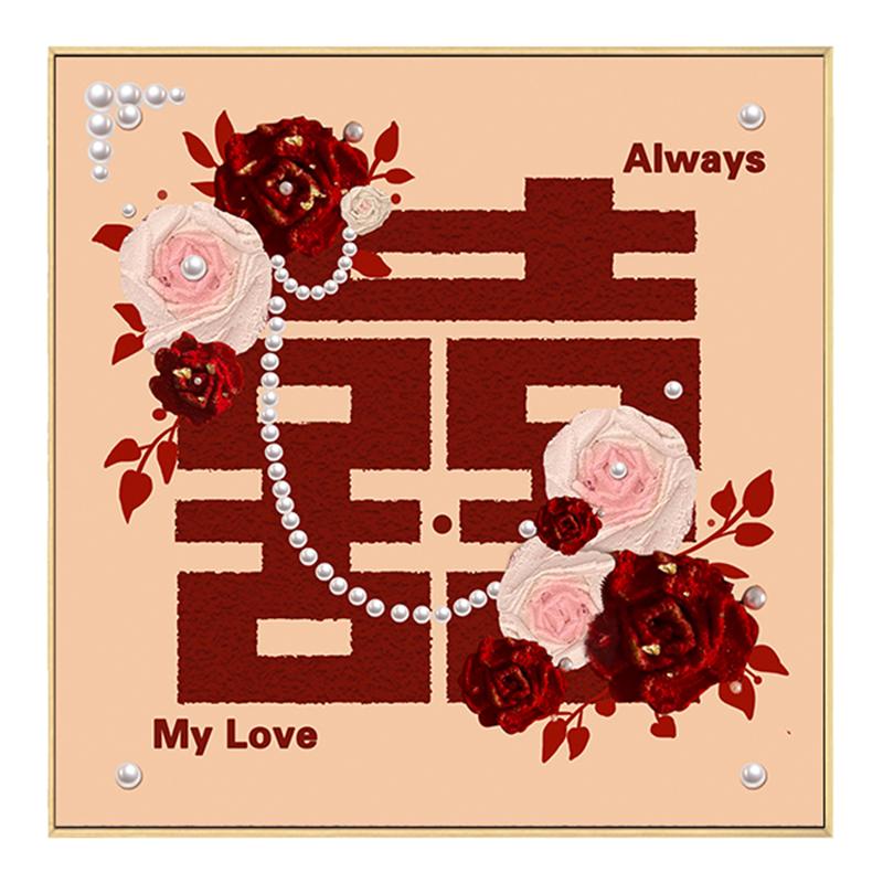 拾色丙烯喜结婚肌理画数字油画