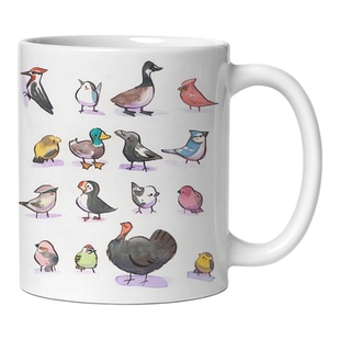 魁北克冬季鸟类陶瓷马克杯子猫头鹰啄木鸟可爱小鸟情侣高颜值礼物