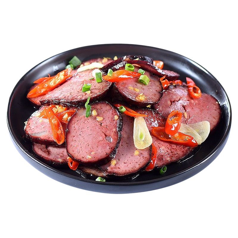 柴火烟熏干猪血丸子血耙豆腐