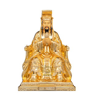 玉帝王母神像居家供奉镇宅摆件铜像纳米雾金玉皇大帝王母娘娘神像