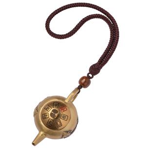 【马上发财】纯黄铜把把壶马上胡转转打牌神器手工编织绳手把件