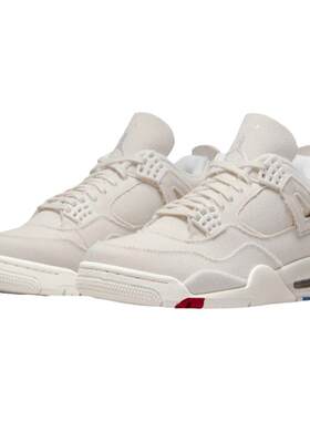 Air Jordan 4 AJ4米白帆布女子中帮复古休闲运动篮球鞋DQ4909-100