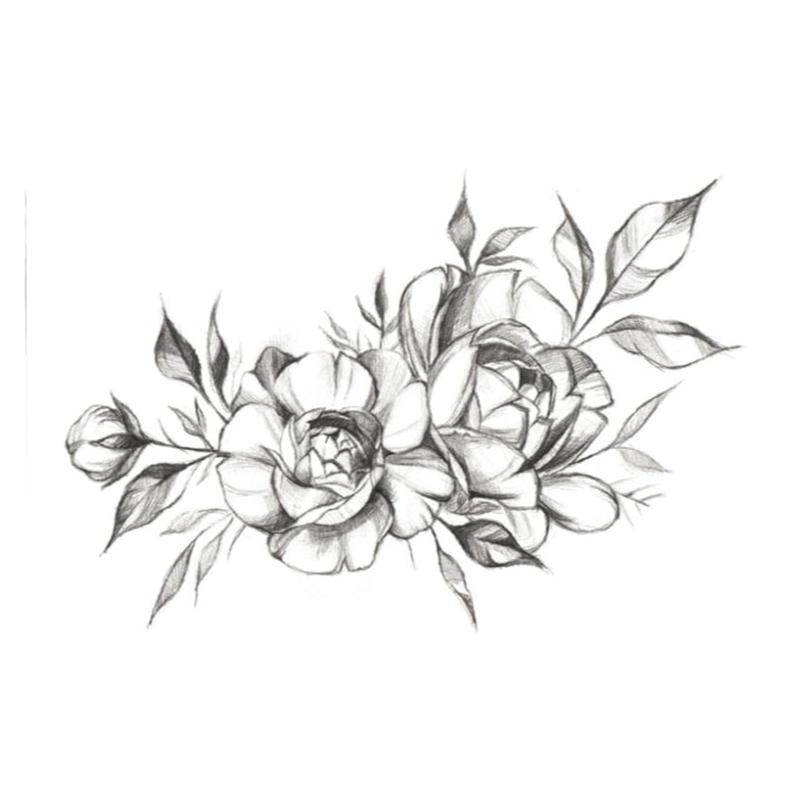 她画 性感玫瑰纹身贴 暗黑系ins风锁骨大图案诱惑花臂防水女持久