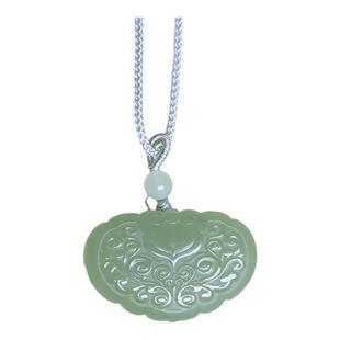 珪宝和田玉青白玉祥云平安锁吊坠女款宝宝款玉佩挂件天然玉石项链