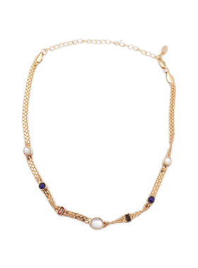 DSTYLE欧美法式宽面金属贝母项链