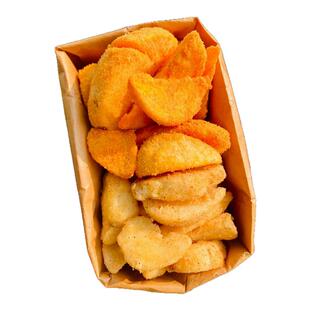 香酥酥酥!厚切薯角脆甜辣黑椒蒜香黄油海盐芝士原切土豆块花吃点