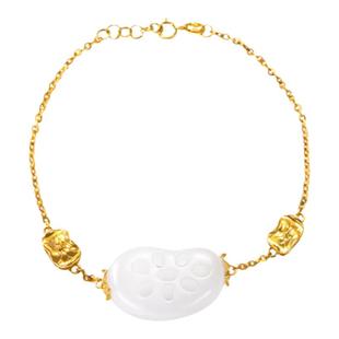 和合玉器和田玉羊脂白玉18K金金镶玉手链莲藕手链玉珠手链女士