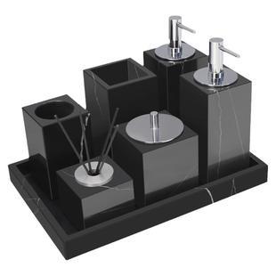 酒店大理石卫浴洗漱套装电动牙刷置物架轻奢高端洗手台托盘摆件