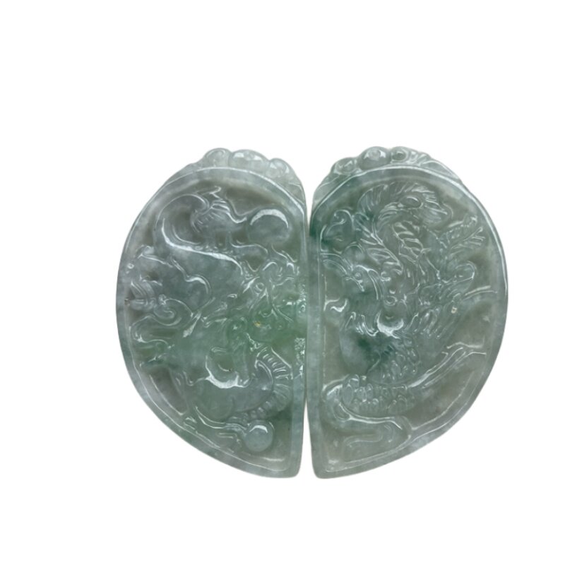缅甸翡翠吊坠A货龙凤牌