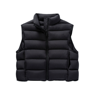 YANGLE_鹅绒马甲女2025冬季新款韩系立领叠穿保暖短款排骨羽绒服